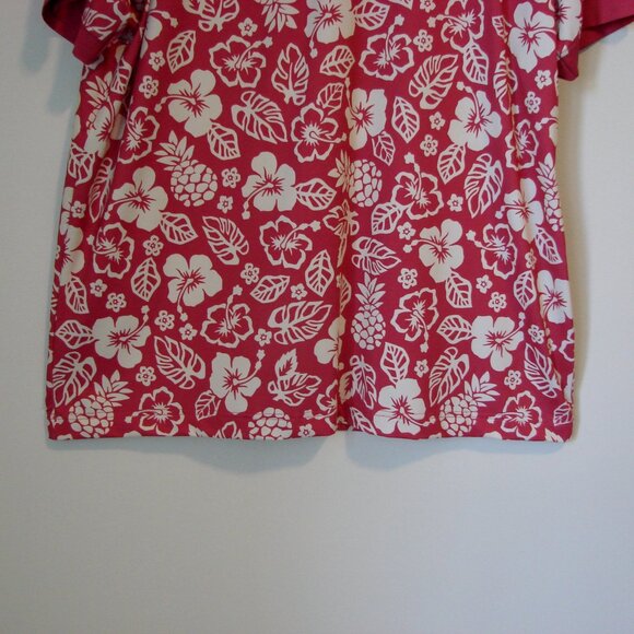 Rolo Golf Polo Shirt Raspberry Hawaiian Floral Print Short Sleeve Size XXL - Picture 7 of 12